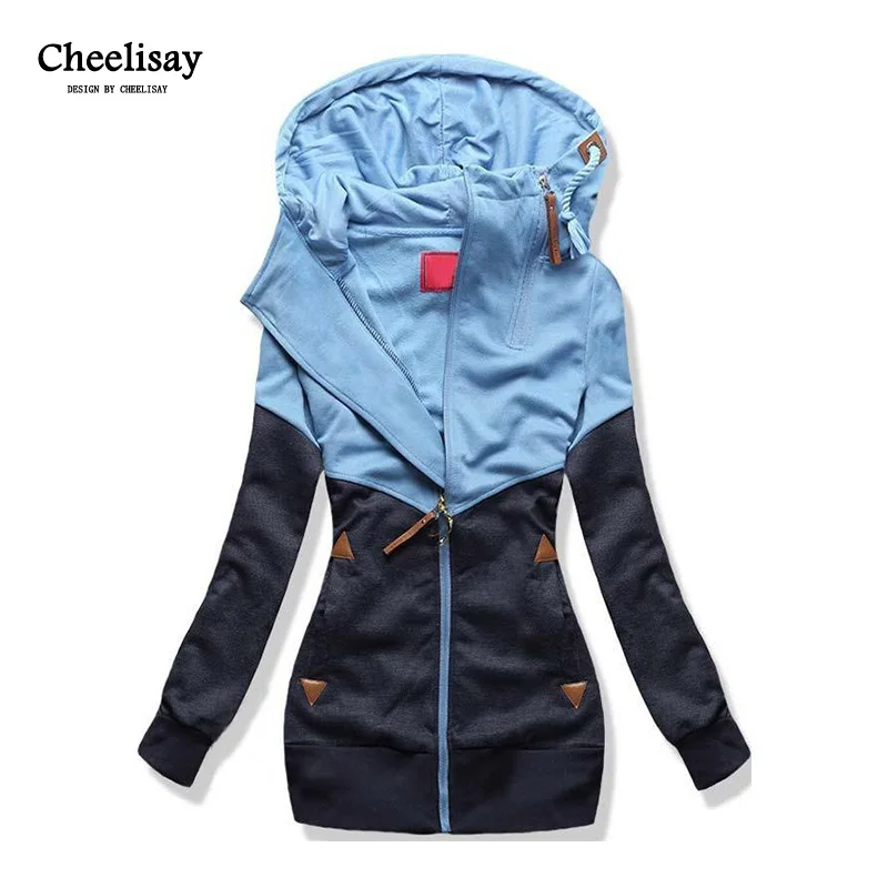 Oversize Double Hooded Sweatshirt Women Long Sleeve Autumn Spring Coat Patchwork Pocket Zipper Hoodies Plus size 3XL 4XL 5XL