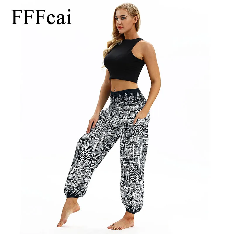 

2018 Pink Elephant Yoga Leggings Lounge Pant Bloomers Thai Style Wide Leg Loose Pants Beach Wear Fitness Belly Dance Sport Pants