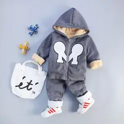 Новорожденных Для маленьких мальчиков осень-зима с капюшоном Комплекты для девочек малышей outerfit спортивная одежда Костюмы куртка + брюки