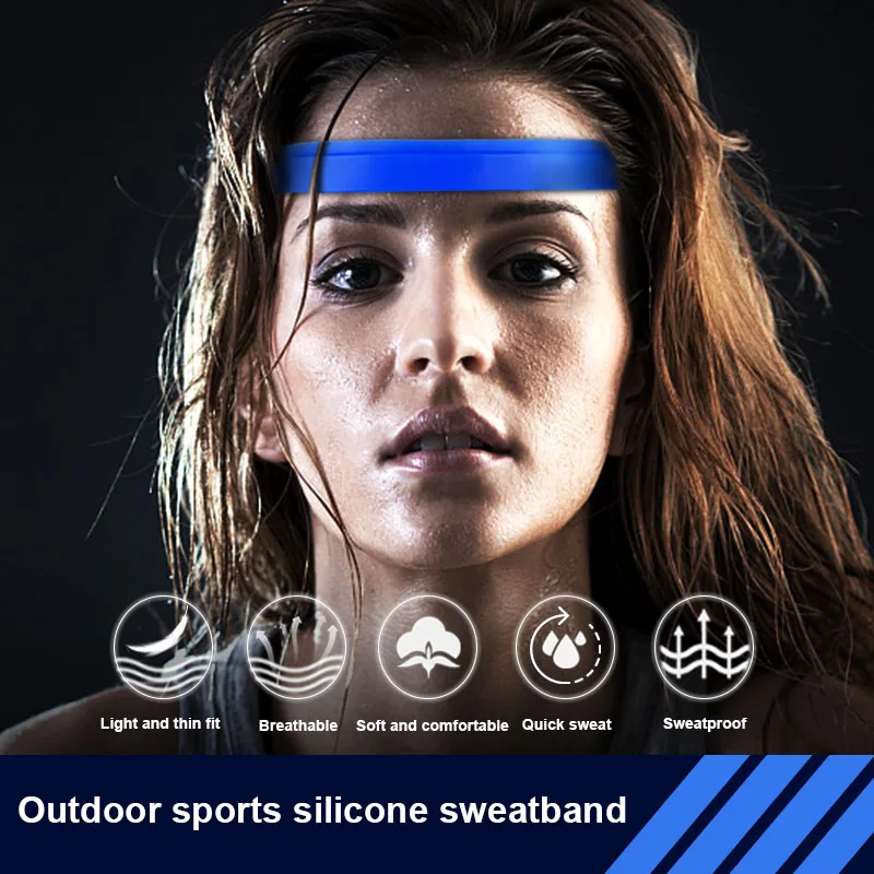 Новинка 1 шт. силикон унисекс Sweatband противоскользящая регулируемая повязка на голову для женские майки для бега BFE88