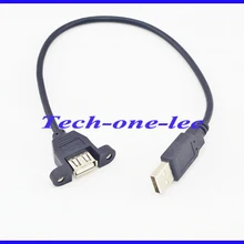 ; 200 шт./лот USB 2.0 Женский с резьбовое отверстие Панель крепление usb разъем кабель-удлинитель