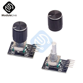 

1PC KY-040 360 Degree Rotary Encoder Module For Arduino Board Brick Switch With Pin With Half Shaft Hole Caps Knob