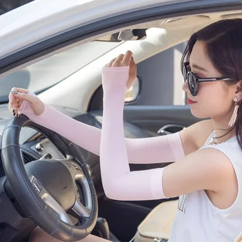 

2 Pairs Sun UV Protection Arm Cooling Sleeve Warmers Cuffs with Thumb Holes for Outdoor Cycling JL