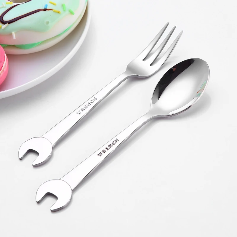 Stainless Steel Wrench Fork Spoon Creative Dinnerware Fruit Dessert