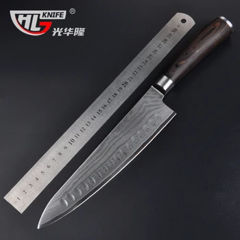 

GHL 8 Inch Japanese VG10 Damascus Steel Chef Knife Kitchen Knives Fishing Knife Cut Meat Cleaver Fruit Meat Cooking Tool