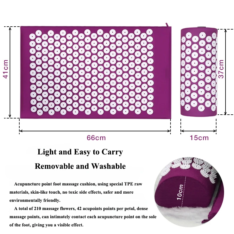 Акупунктурная массажная подушка Массажный коврик Акупрессура массаж облегчение боли в спине тела цветок Спайк Акупунктура Массажный коврик и подушка
