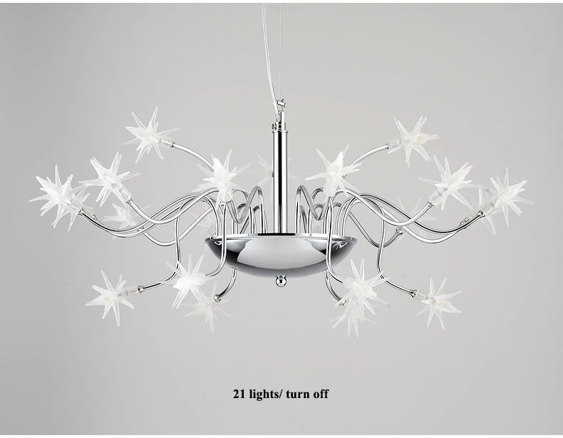 Современная хромированная светодио дный металлическая светодиодная люстра освещение стеклянные звезды гостиная светодио дный