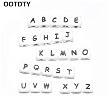 

5Pc Diy Letter Safe Silicone Teething Beads For Baby Teether Pacifier Chain 12mm
