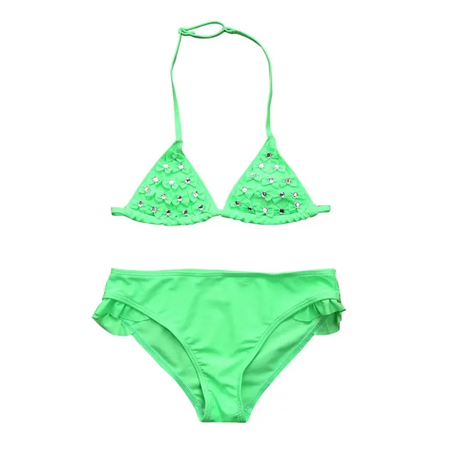 Infant Kid Girls Crystal Bowknot Adjustable Bathing Suit Swimwear