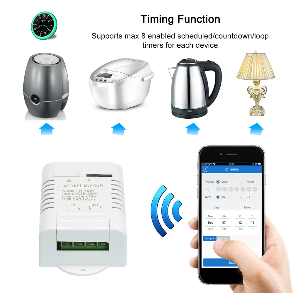 EWeLink TH-16 РФ 433 MHz переключатель Wi-Fi 3500 W мониторинга Температура Smart Switch комплект для автоматизации дома для Android/iOS мобильное приложение