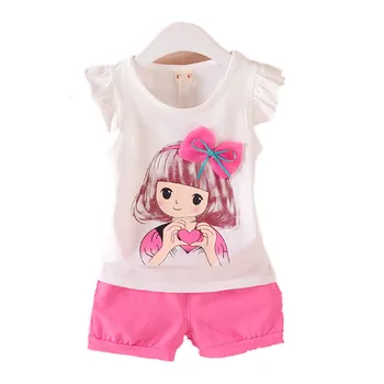 

Summer Girls Clothing Sets Kids Clothing Baby Fashion Cartoon Rabbit Vest T-Shirts Shorts Toddler Cotton Sportswear