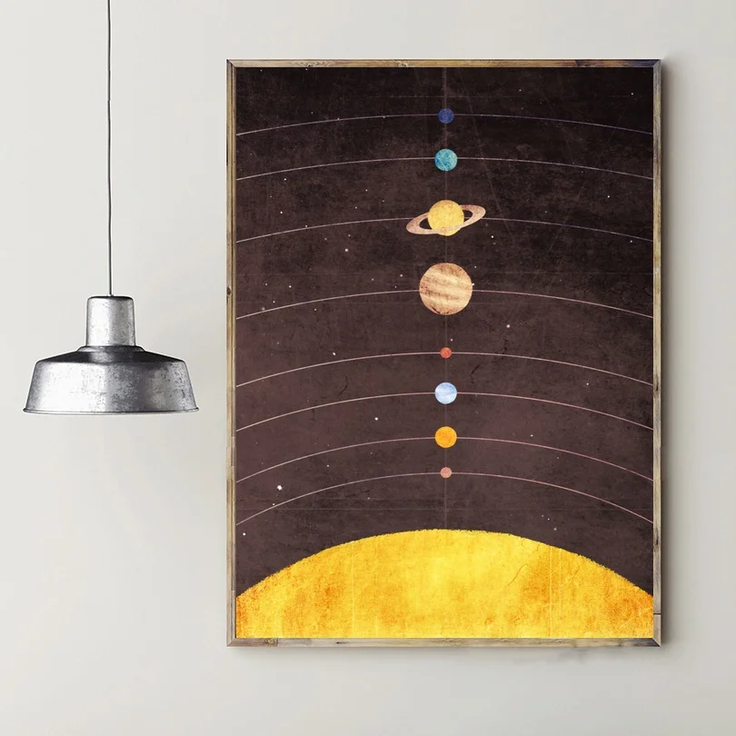 

Cartoon Solar System Milky Way Galaxy Space Posters and Prints Art Canvas Painting Home Decor Pictures Children Room