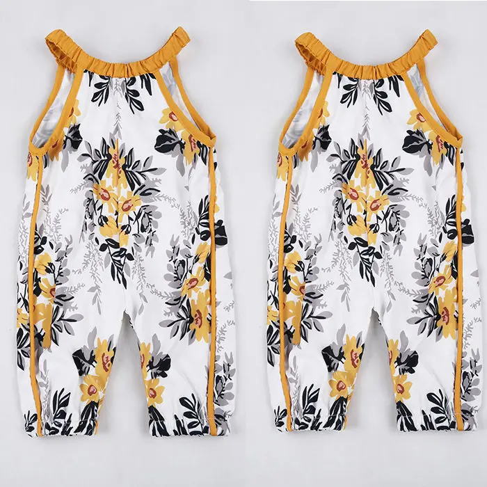 Детский хлопковый комбинезон без рукавов с цветочным принтом|baby overalls summer|girls