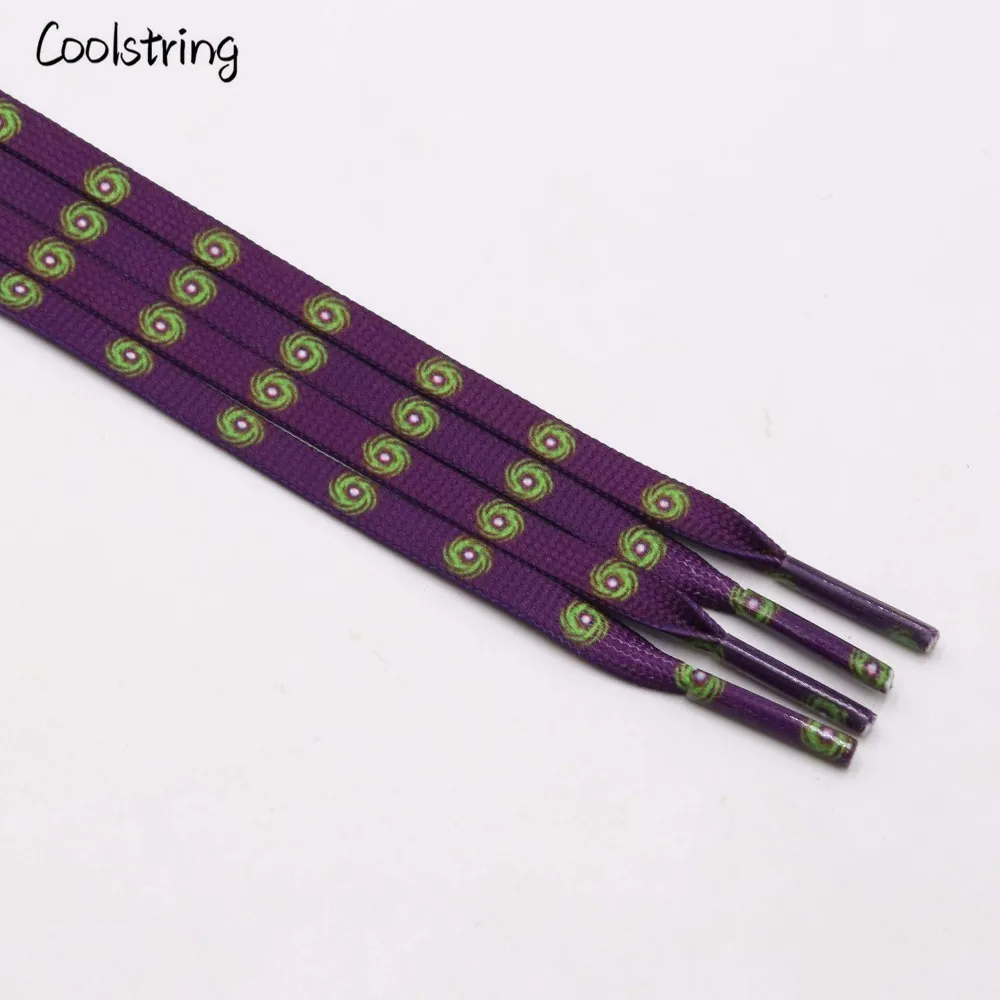 Coolstring Sublimated Printed Purple Shoelaces With Prints Green Hurricane Laces For Sneakers Shoes Boots Lanyard Accessories