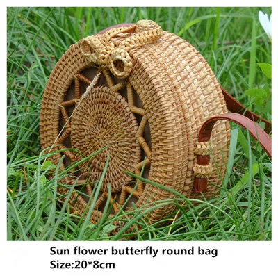 Квадратная круглая Mulit стильная соломенная сумка, женская летняя ротанговая сумка ручной работы, тканая пляжная круглая богемная сумка, Новая мода - Цвет: 5
