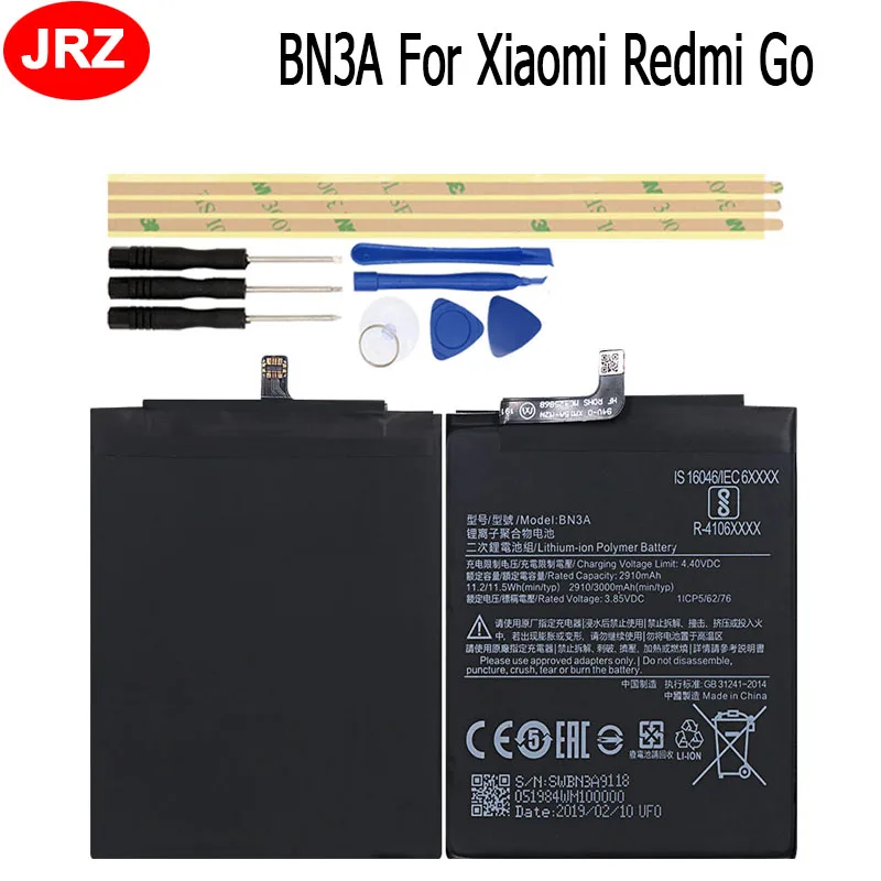 

BN3A Phone Battery For Xiaomi Redmi Go 2910/3000mAh Hight Capacity 3.85V Top Quality Replacement Batteries with Tools Set