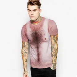 PUZA Летняя мужская футболка Розничная продажа прикольные футболки 3D печатные личности 3D обнаженной груди футболка уличная Мужская Высокое