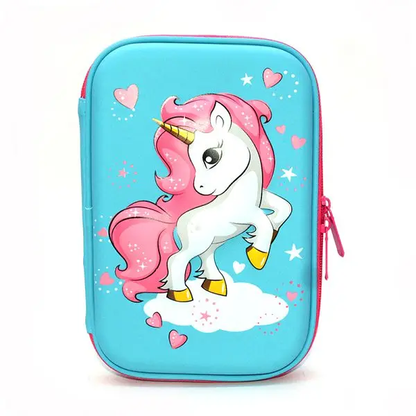 Pencil Case School EVA Trousse Scolaire Stylo Box Cute Unicorn Kawaii Astucci Estuches Lapices Etui Pennen Girls Stationery - Цвет: Blue unicorn