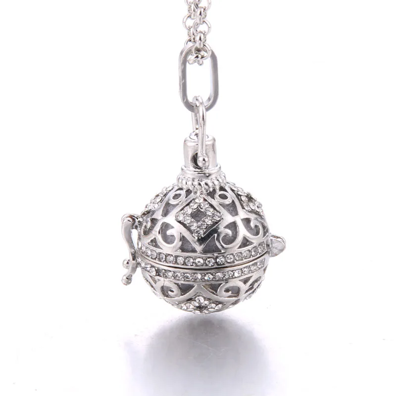 

Silver crystal Lava Diffuser Necklace For Women Pregnancy Balls Lockets Aromatherapy Essential Oil Diffuser Necklace Mexico Ball