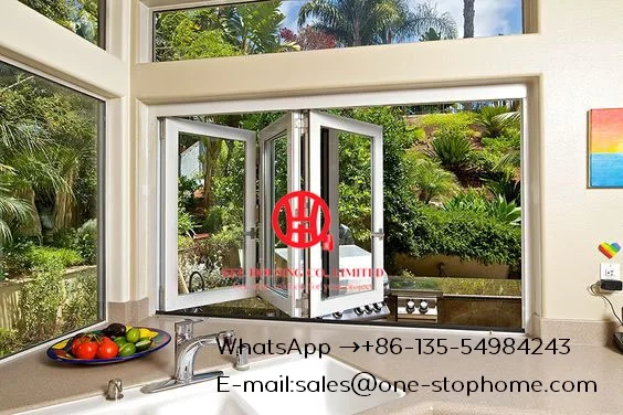  Aluminum frame interior tempered folding glass doorCustomized 3 or 4 panes double glazed aluminum p