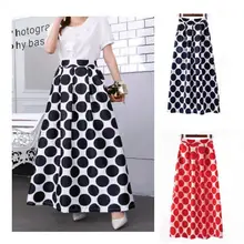 Модные женские большие размеры 3XL 2XL Весна Лето Юбка Эластичная Высокая талия длинная юбка винтажная точка печати пол юбки с карманом