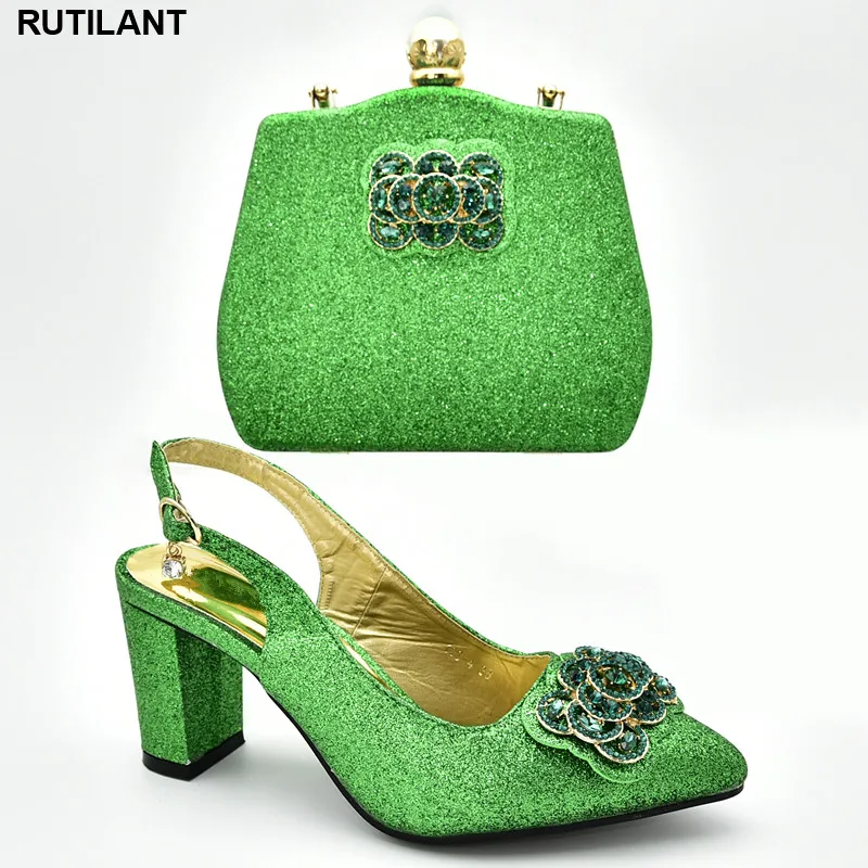 

Latest Design African Women Shoes and Bag Set Decorated with Appliques Matching Shoes and Bag Set In Heels Luxury Women Shoes