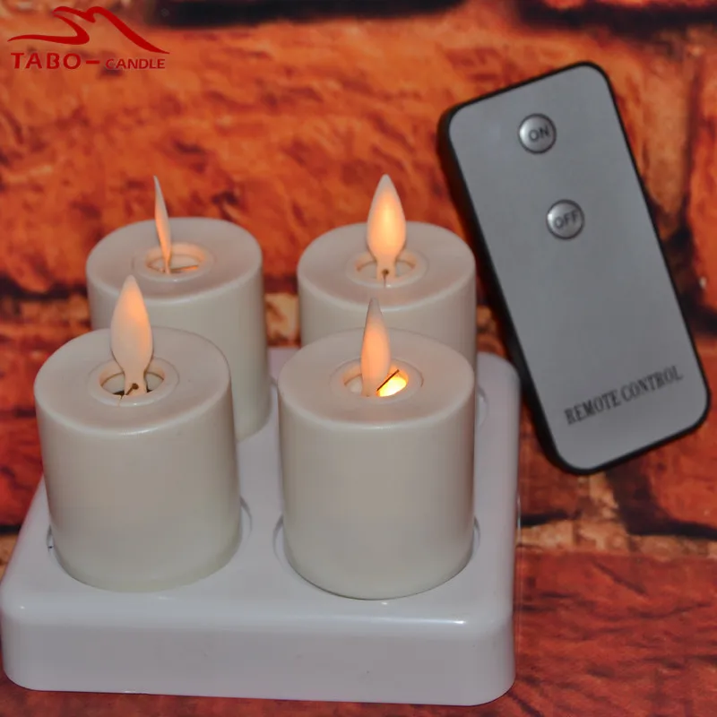 Rechargeable Flameless LED Moving Wick Tea Light Candle with Timer