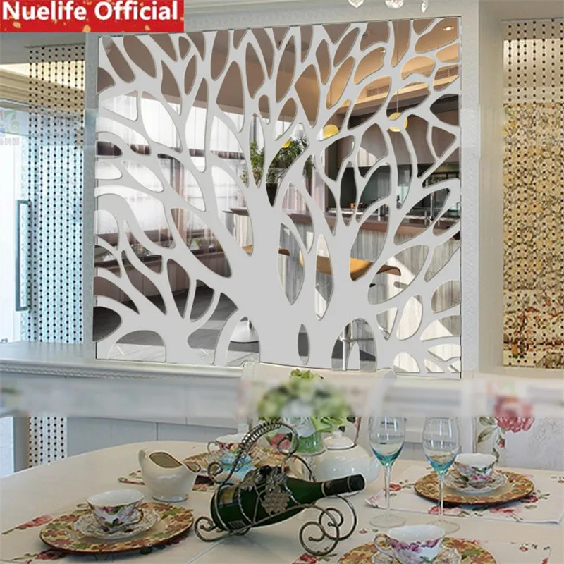 

large tree pattern acrylic mirror stickers restaurant bedroom living room TV sofa background expansion spacedecorative mirror