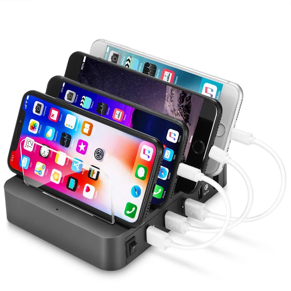 Multi Port USB Stand Charger Docking USB Charging Station Dock QC 3.0