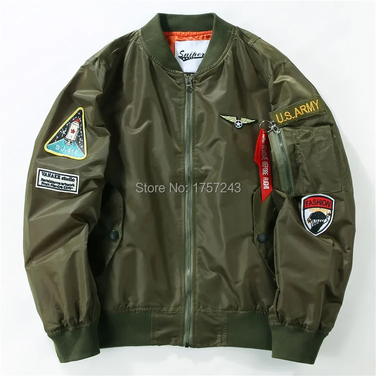 

Freelee 2016 Spring Jacket Ma1 Thin Style Puffer Army Green Military Flying Ma-1 Flight Jacket Pilot Air Force Men Bomber Jacket