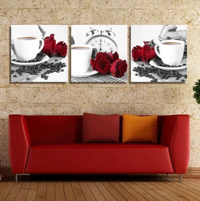 3 Панель современные печатные картина с изображением кофе и цветов розы Картина