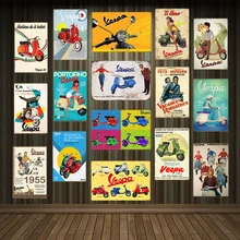 Винтажные наклейки для домашнего декора Vespa скутер Мотор Оловянная вывеска настенный художественный Принт плакат для паба бара гаража салон магазин металлическая доска YD015