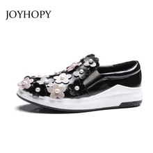 Женские мокасины в цветочек с объемным рисунком; сезон весна-осень; обувь на заказ; размеры 40-43; женские туфли на плоской подошве с жемчугом и толстой подошвой; женские кроссовки; AWF0184