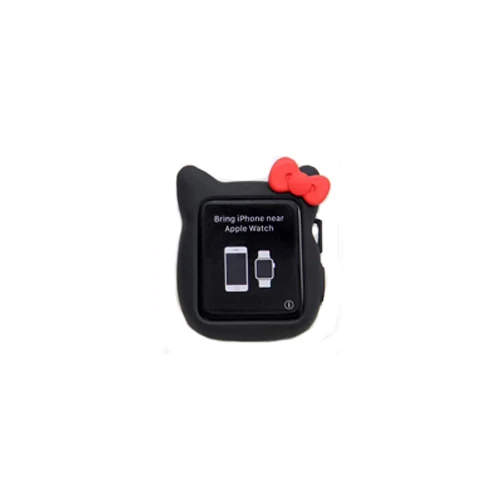 black red Хохлатая Силиконовый чехол для apple watch 3/2/1 42 мм 38 мм и нержавеющая сталь металлический корпус наручных часов iwatch, резина на весь экран с закругленными краями с мультипликационным принтом в виде ракушки - Цвет: black red