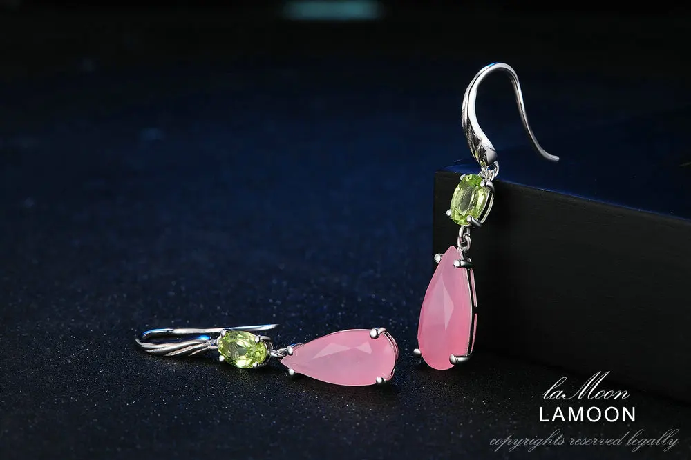 Ламон натуральный каплевидный розовый кварц 925 Висячие серьги из серебра 925 пробы для женщин ювелирные украшения S925 LMEI032