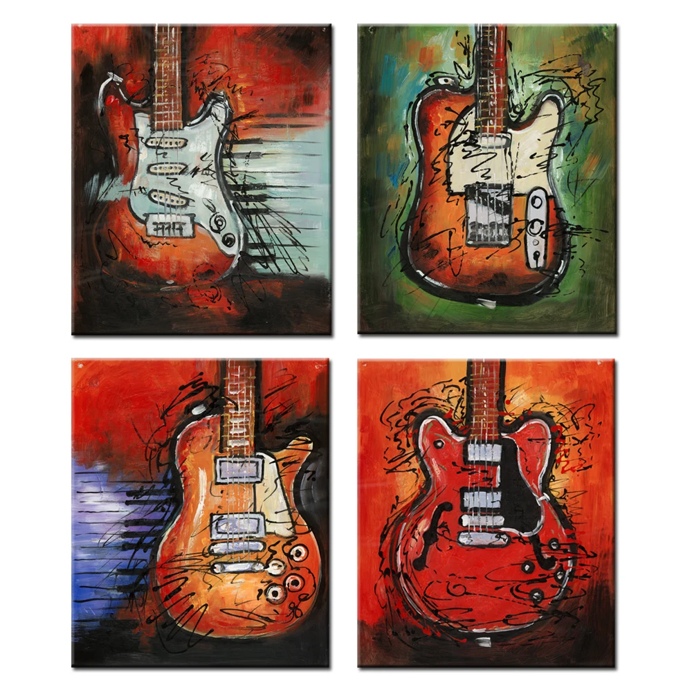 4 Pieces Music Canvas Wall Art Picture Giclee Prints