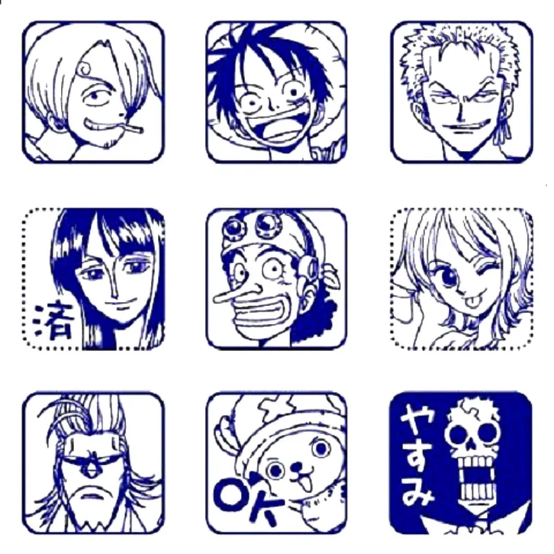 

9 pcs/set Character One Piece Stamp DIY Toy Self Inking Photosensitive Seal Without Handle Funny Planner Scrapbooking Stamps