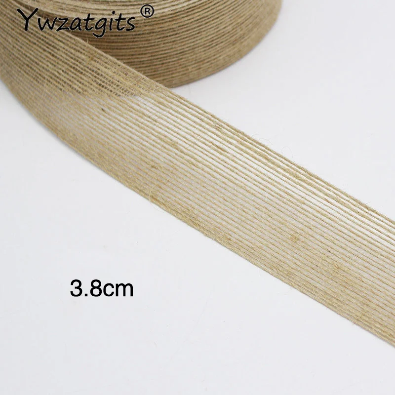 1 рулон(5 м) натуральный пеньковый Канат Мешковина гессианский джут шпагат ленты шнур DIY подарочная упаковка нить свадебные аксессуары для вечеринок - Цвет: Style 6 3.8cm