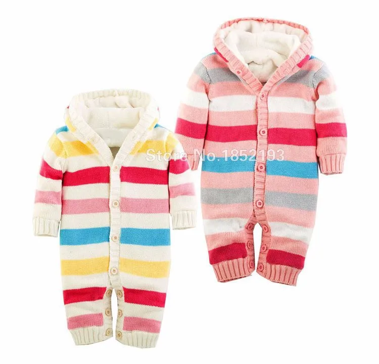 Зимний комбинезон; шерстяной свитер; Детский комбинезон; брендовый флисовый Детский комбинезон для новорожденных; комбинезон из плотного бархата кораллового цвета для детей 0-18 месяцев
