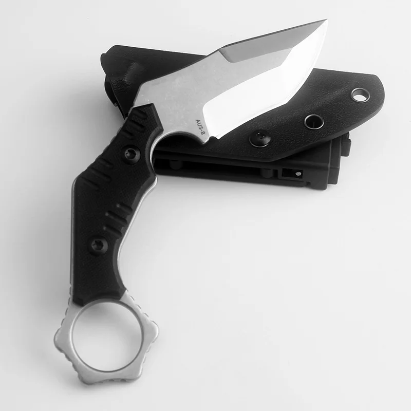 Kkwolf Высокое качество открытый Охотничьи ножи aus 8 Karambit фиксированной Ножи Черный