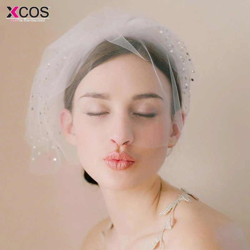 

Elegant Tulle Beaded Wedding Hat White Face Veil tocados sombreros bodas Bridal fascinator hats