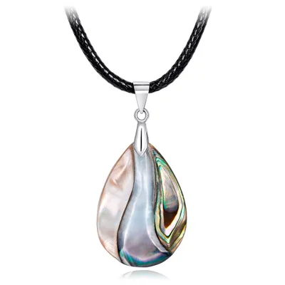 

New Zealand Abalone Shell Alloy Teardrop Pendant Bead Natural Gem Water Drop Necklace Women Men Reiki Jewelry