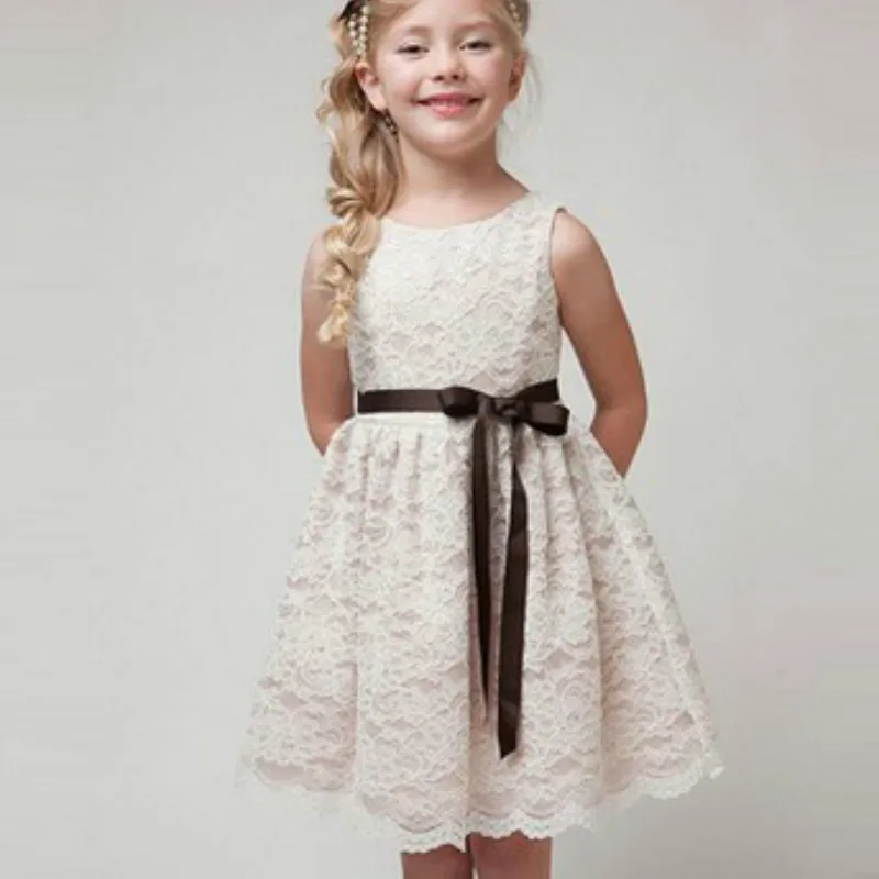 

2017 New Arrival Flower Girl Dresses White/Ivory Real Party Pageant Communion Dress Little Girls Kids/Children Dress for Wedding