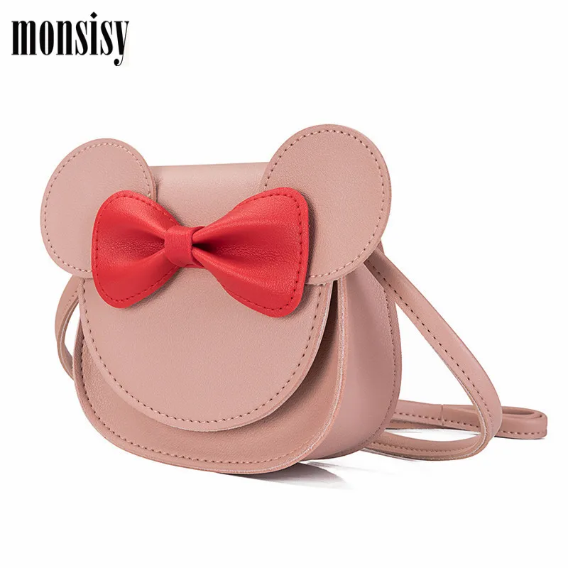 Monsisy, кошелек для девочек, сумочка для монет, Детский кошелек, маленькая сумка для монет, милая сумка с мышкой и бантом, Детская сумка для денег, Детская сумка на плечо, кошелек