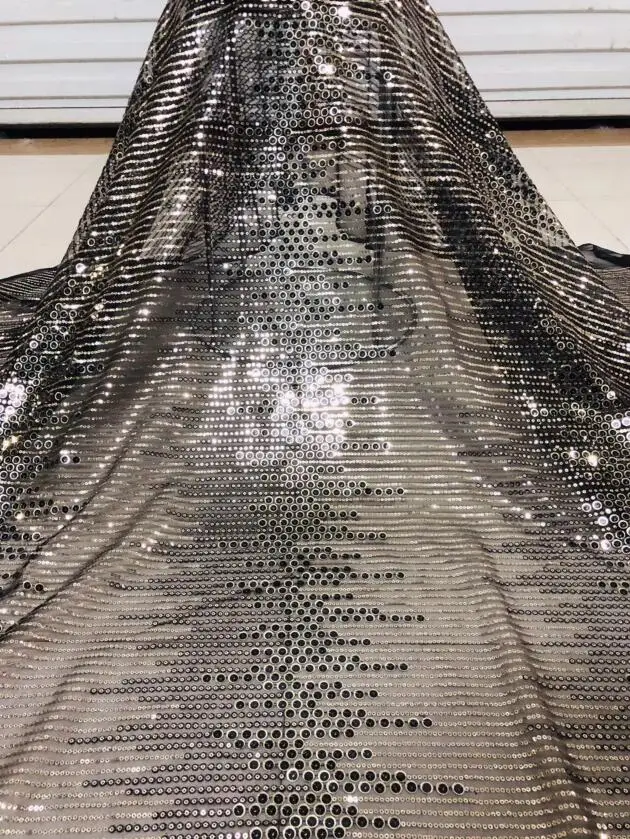 

SYJ-122516 hot selling 5 yards/lot african tulle lace fabric african sequins lace fabric