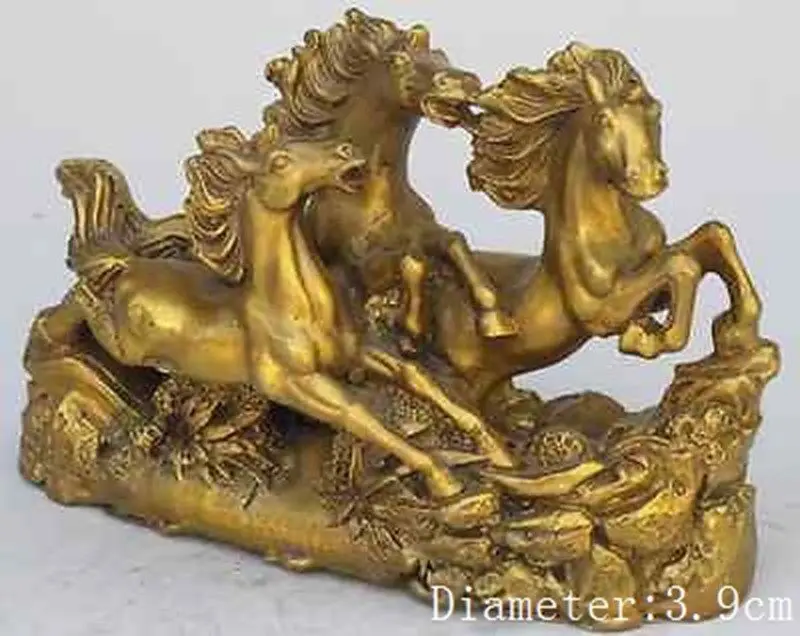 

Crafts statue Chinese copper constellation three horse statue in the hills