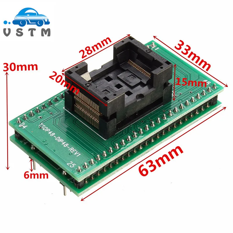 

TSOP48 To DIP48 Double Contact Gold Plating Universal IC Programm Socket Adapter 6 mm Pin Length 63 x 33 x 30mm Modules
