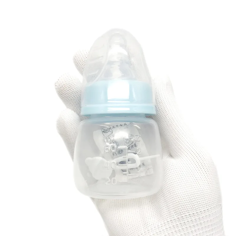 

Baby Feeding Bottle Infant Milk Water Fruit Juice Feeding Silicone Pacifier Baby Bottles and Nipples 60ML Kawaii Milk Bottle