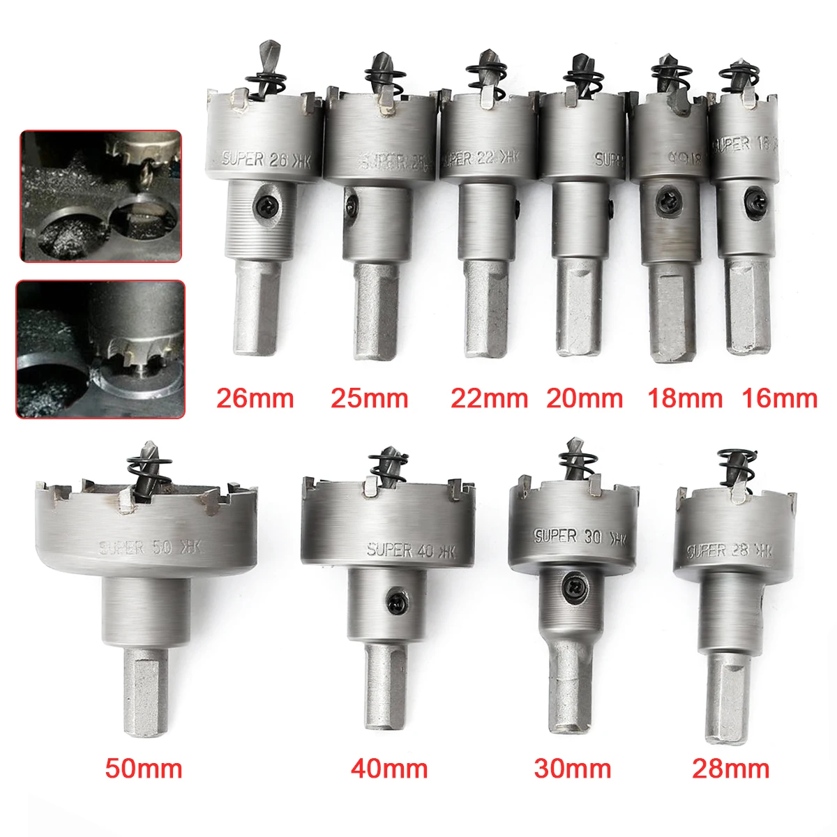 28mm Hole Saw Carbide Tip High-speed Steel Drill Bit Wood Metal Alloy Cutter Kit
