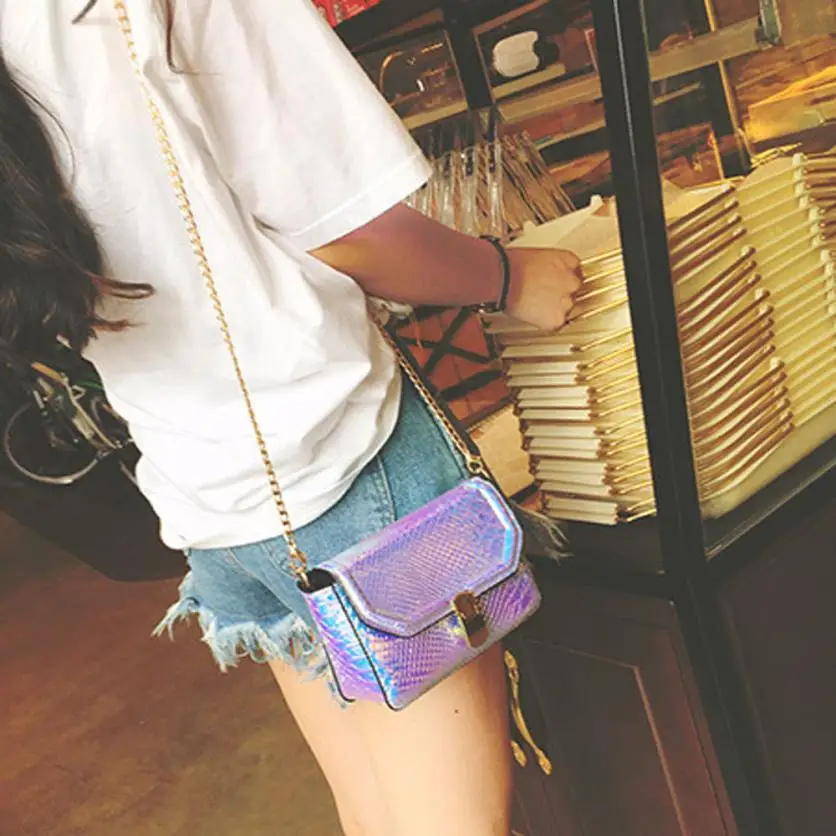 

kai yunon New Snakeskin Pattern Chain Bag Small Square Package Messenger Bag Handbag Aug 22